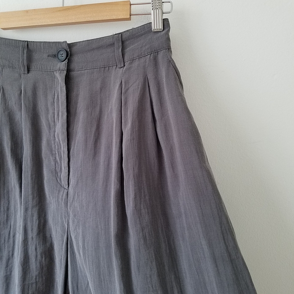 Zara Indetex High Waisted Ultra Wide Leg Pleated Grey Palazzo Pants Size Small - Picture 4 of 12